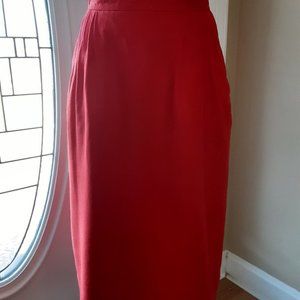 Vintage LADY BOWDEN Red Wool SKIRT Size 8 Lined